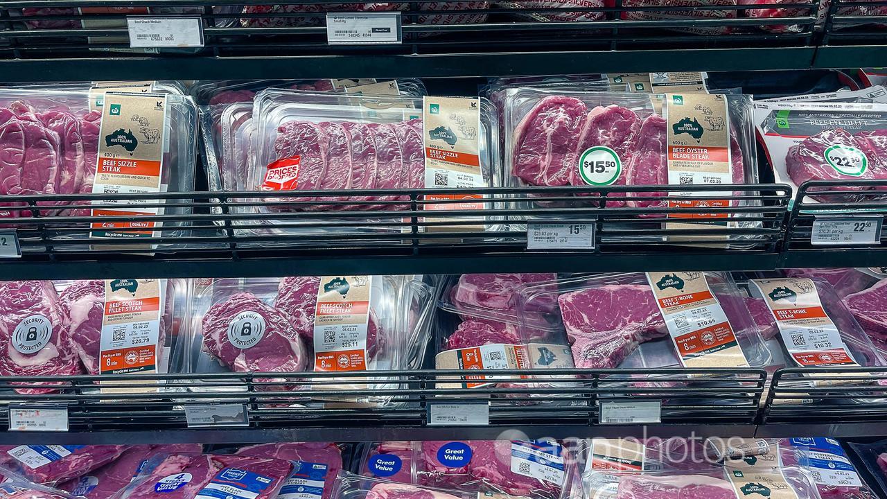 The meat section at a Woolworths supermarket