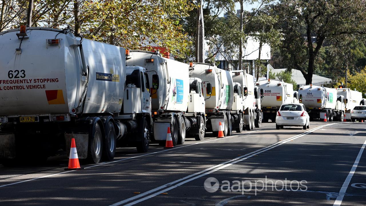 A convoy of garbage trucks (file image)
