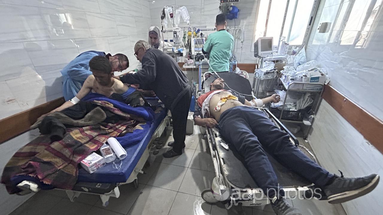 Wounded Palestinians treated in a Gaza hospital (file image)
