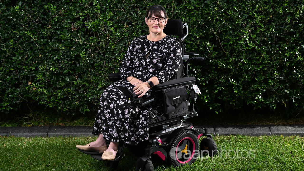 Emma Weatherley in her wheelchair