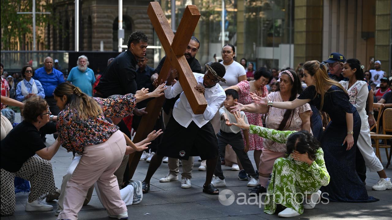 A re-enactment in Sydney of the steps of Jesus Christ.