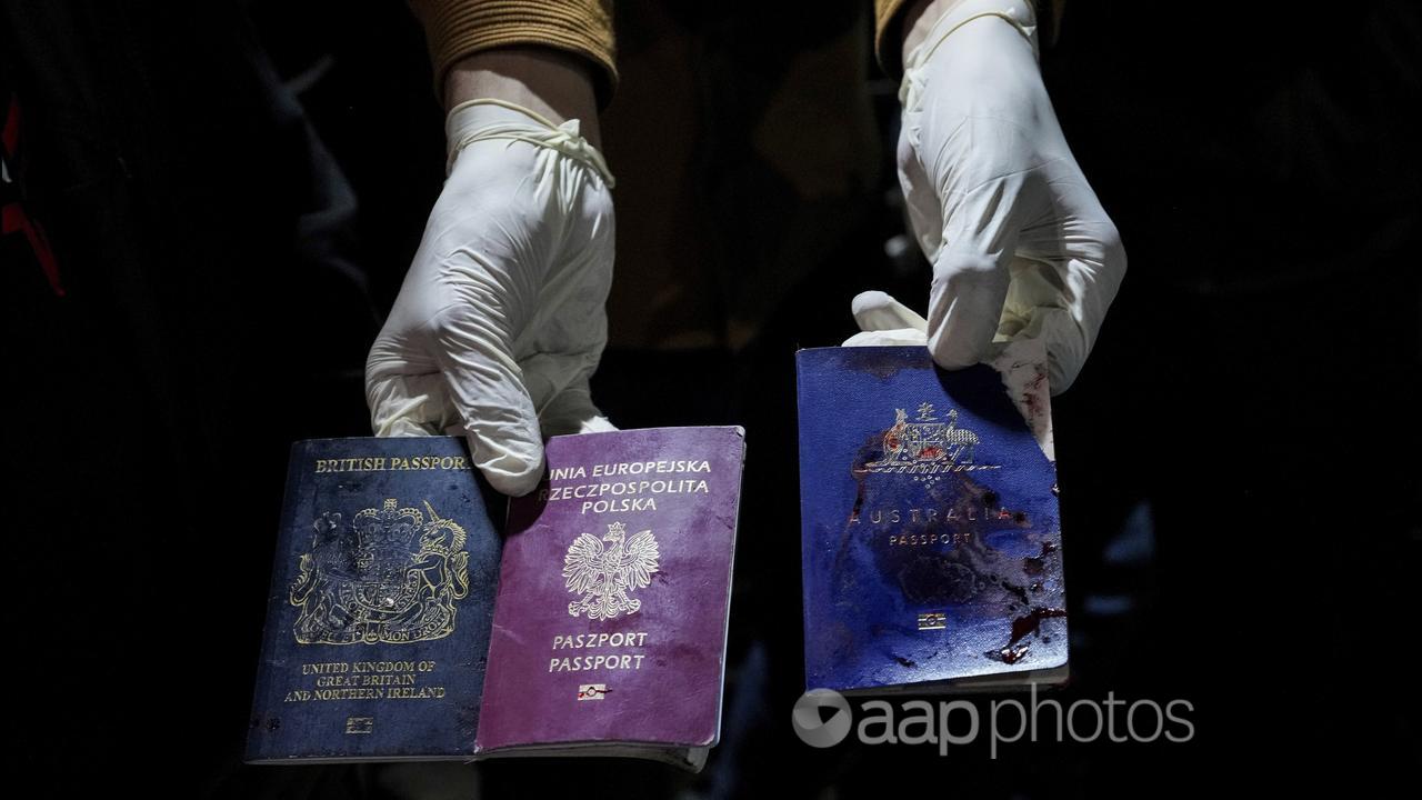 Passports of aid workers killed in Gaza.