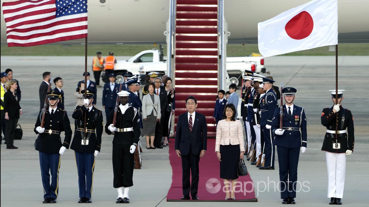 Japan's prime minister at a US air force base.