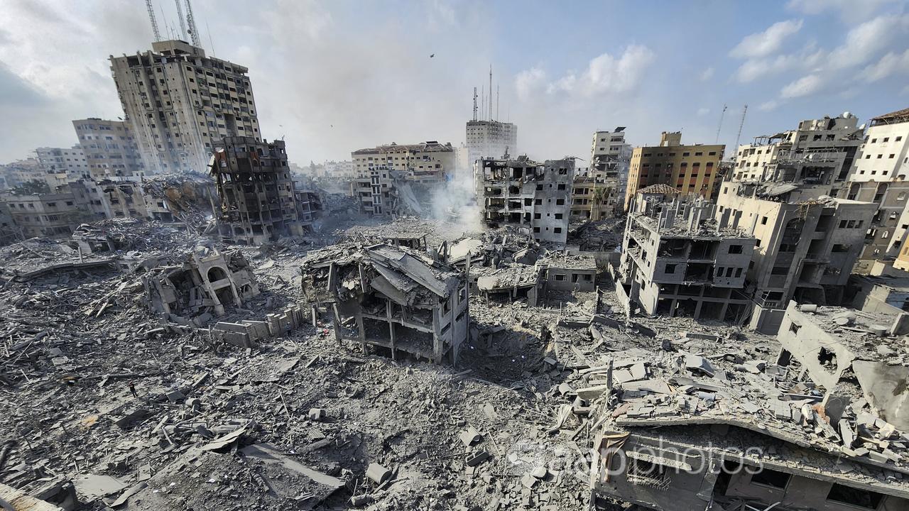 Buildings destroyed by Israeli airstrikes in Gaza City (file image)