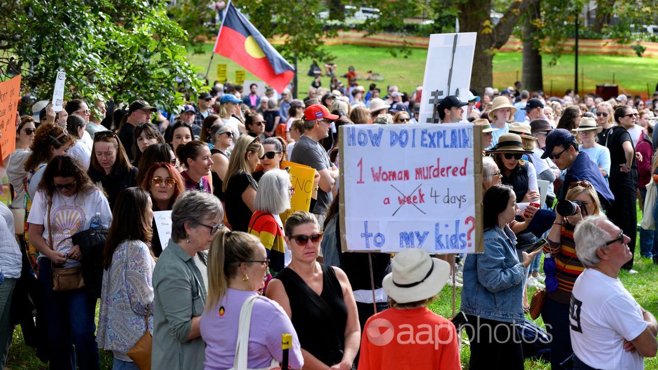 People at gender violence rally in Sydney