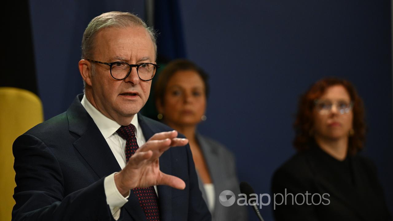 Prime Minister Anthony Albanese speaks to media (file)