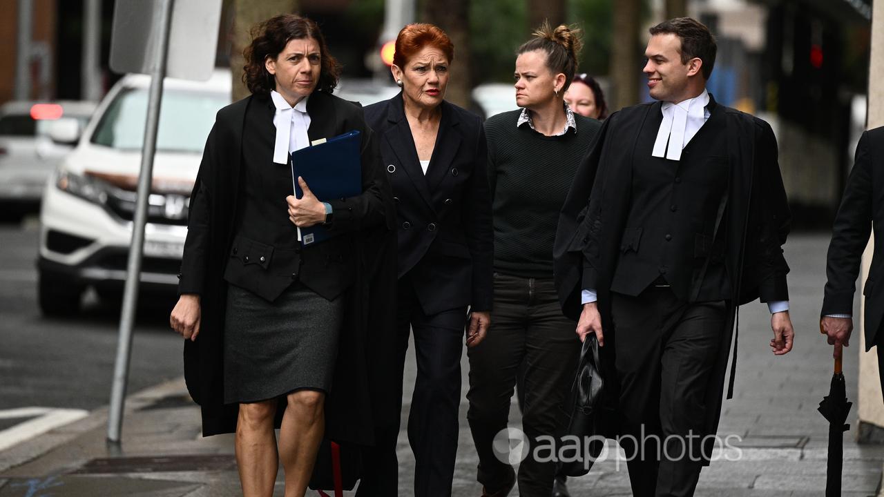 Pauline Hanson arrives at court.