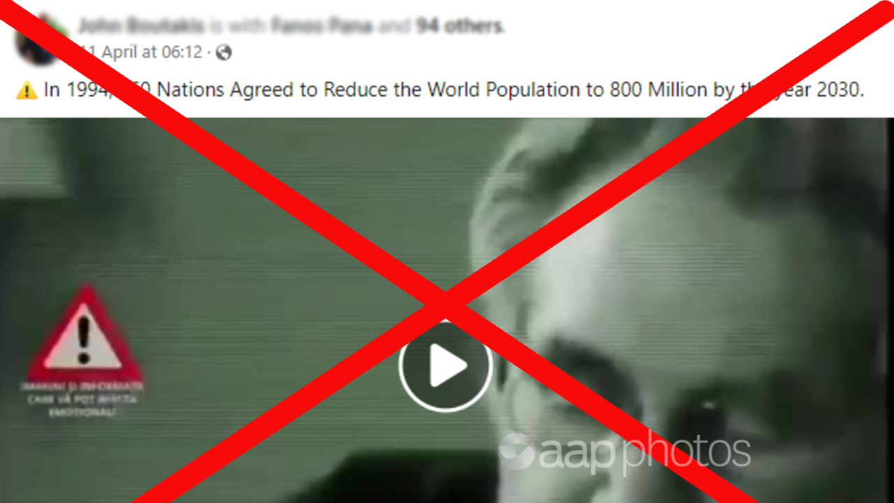 Facebook post claim population reduction 800 million