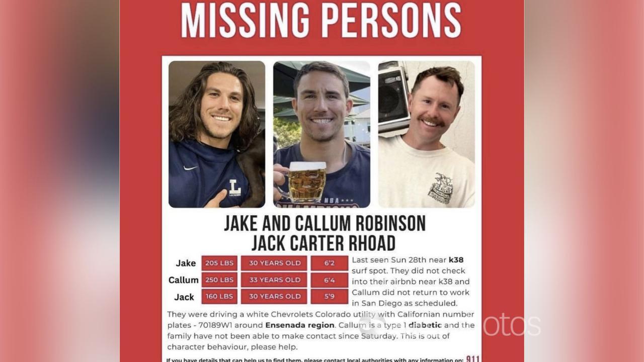 A missing persons poster for the three missing men.