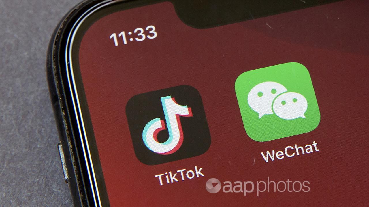 Icons for smartphone apps TikTok and WeChat (file image)
