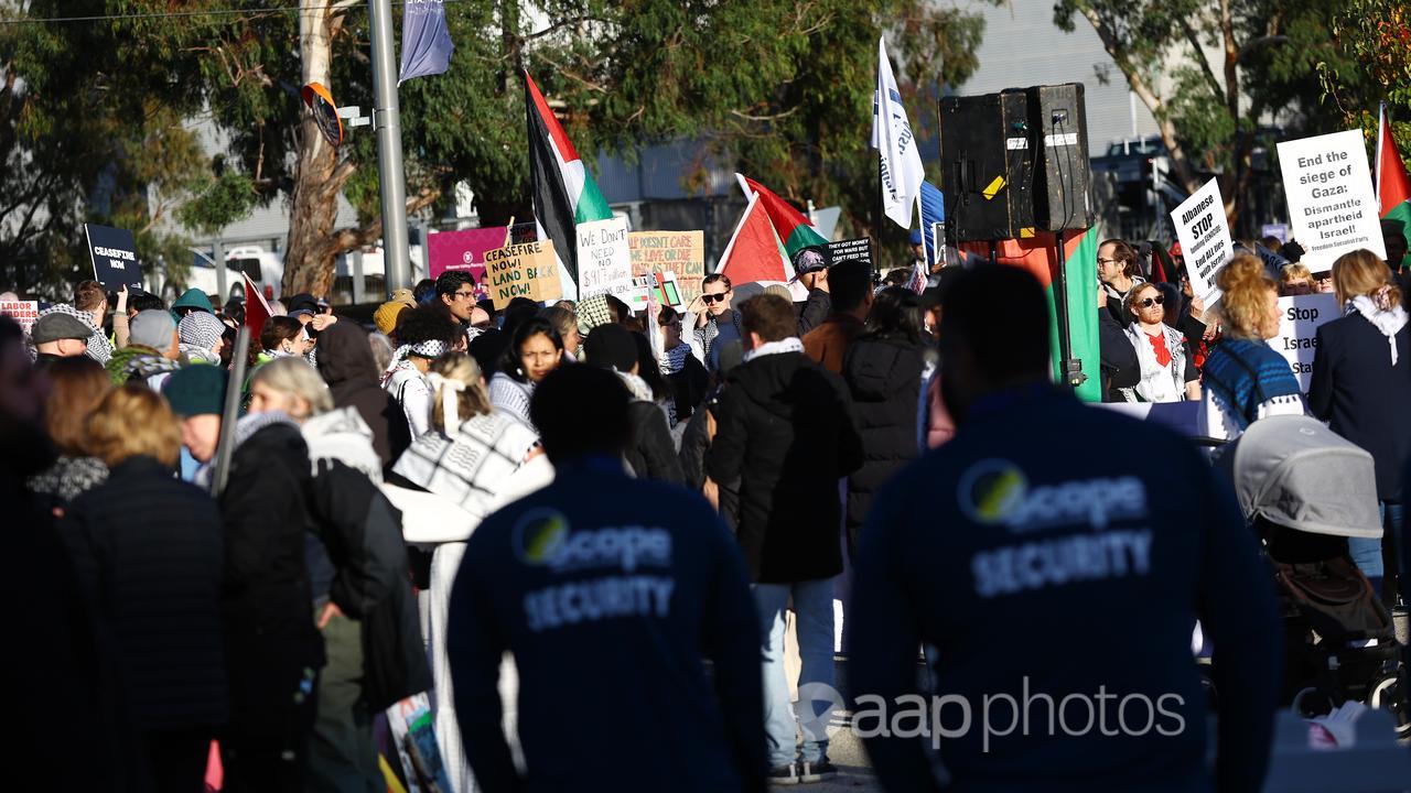 Activists gather at the Pro-Palestine rally