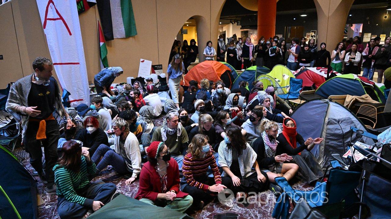 A Pro-Palestine rally at the University of Melbourne