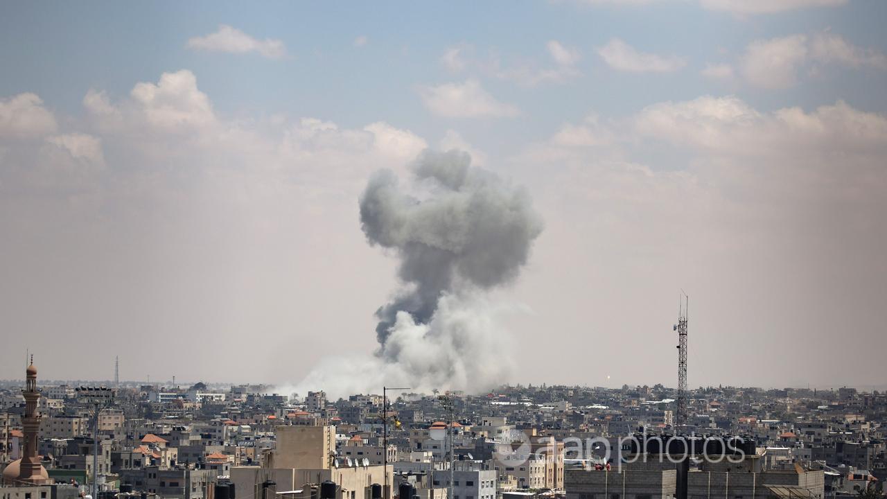 An Israeli sheel hits its target in Rafah