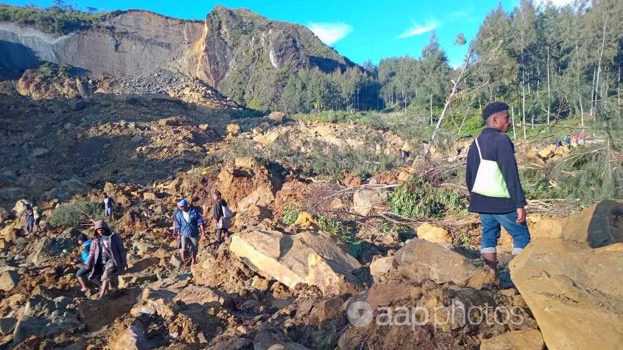 The area where a landslide hit the village of Kaokalam PNG