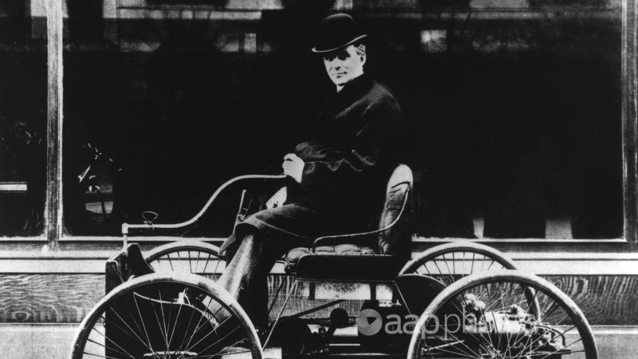 Henry Ford in his Quadricycle in New York City, 1904