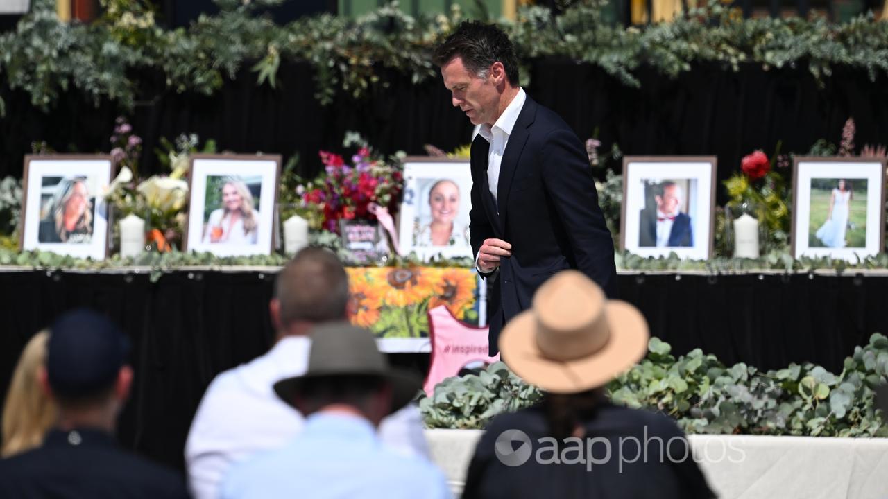 Premier Chris Minns at a memorial service.
