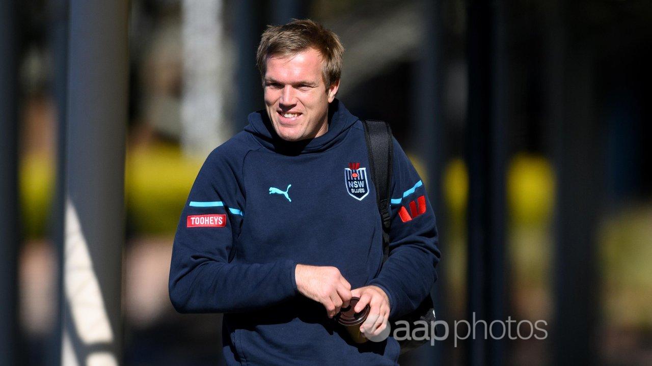 Jake Trbojevic arrives at NSW training. 