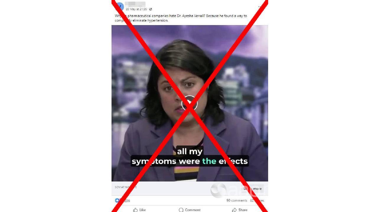 A screenshot of a deepfake video of NZ politician Ayesha Verrall.