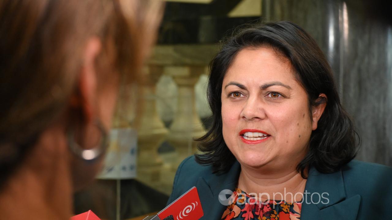 NZ Labour politician Ayesha Verrall speaking to a reporter.