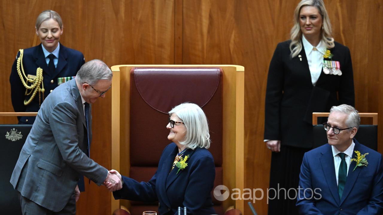 Prime Minister Anthony Albanese and new governor-general Sam Mostyn.