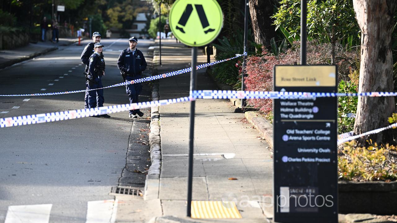 Police at the scene of a stabbing in Sydney