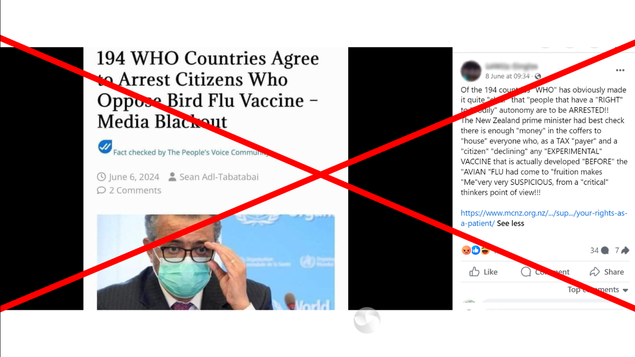 Facebook post spreading the false claim