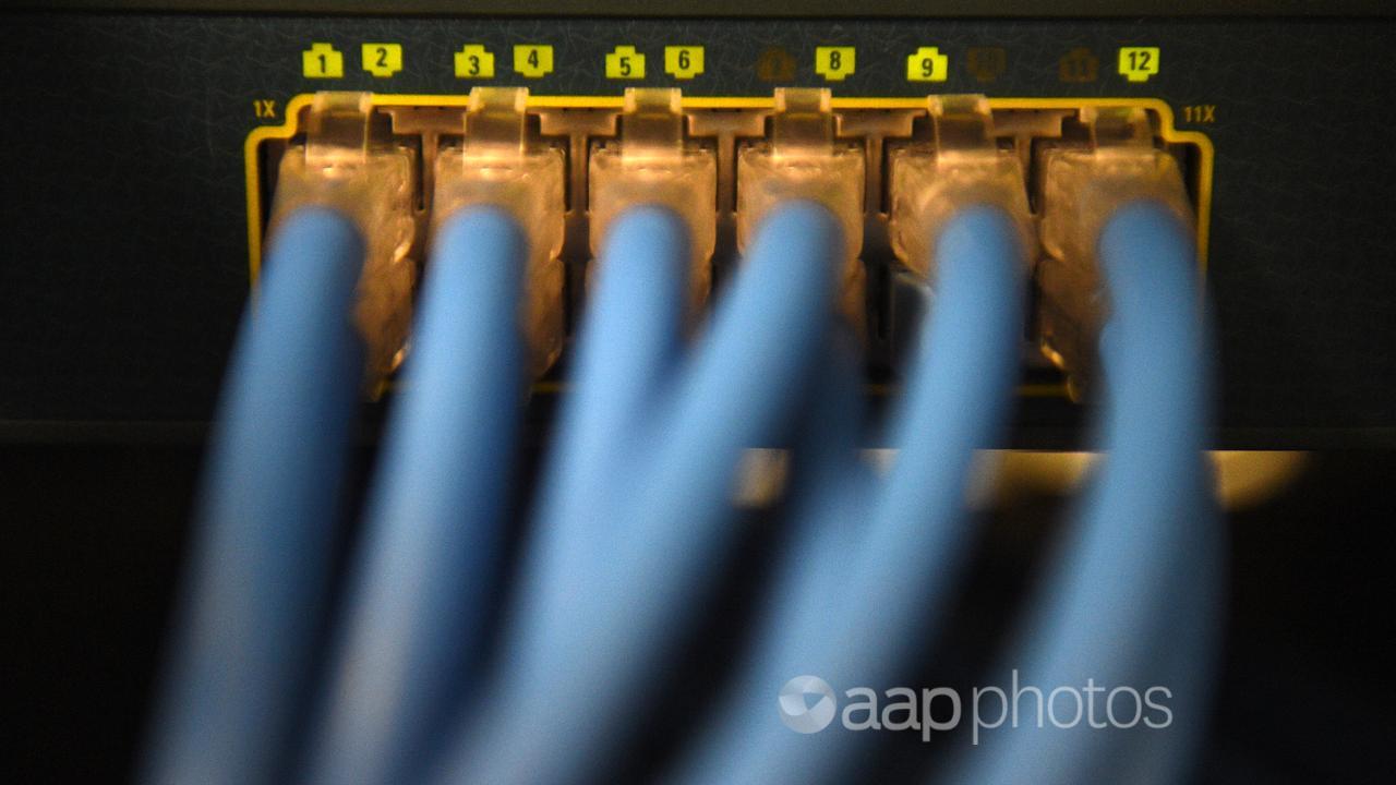 Ethernet cables in a server room