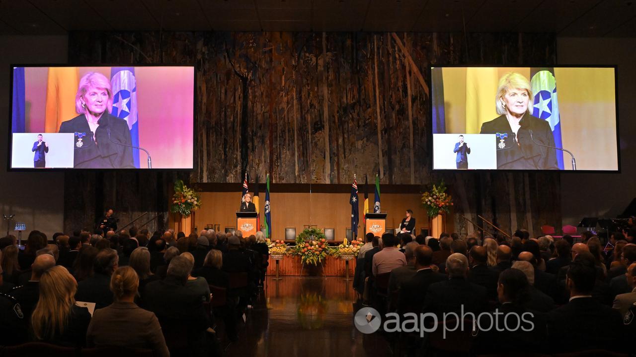 Julie Bishop speaks at an MH17 memorial servce