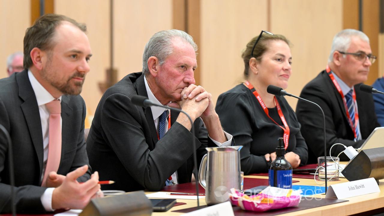 Telstra and Optus executives at the Senate inquiry