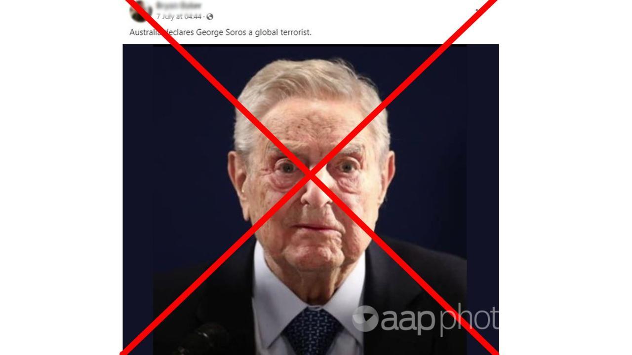 One of the posts claiming Mr Soros has been declared a terrorist