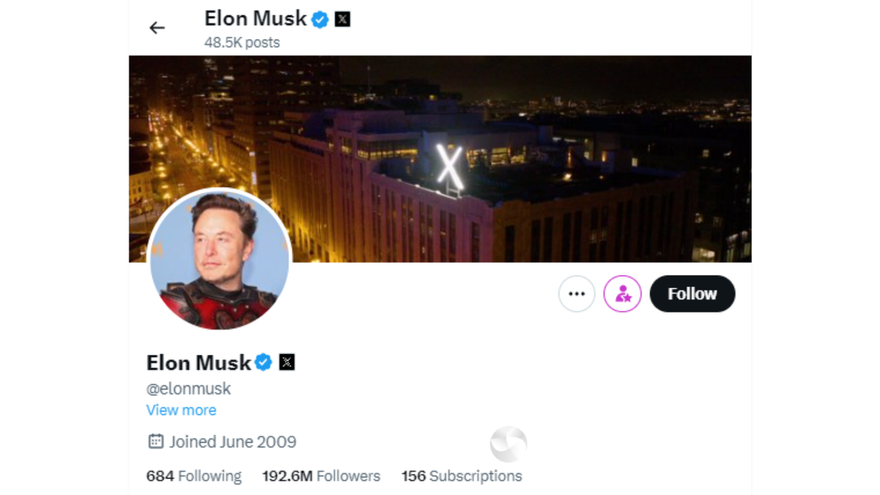 Elon Musk X/Twitter bio.