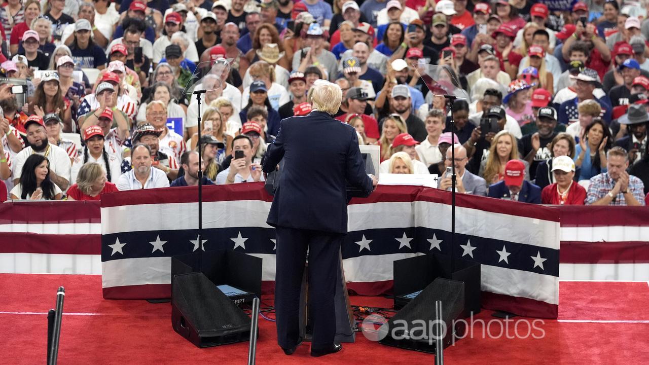 Republican presidential candidate Donald Trump at a rally in Atlanta