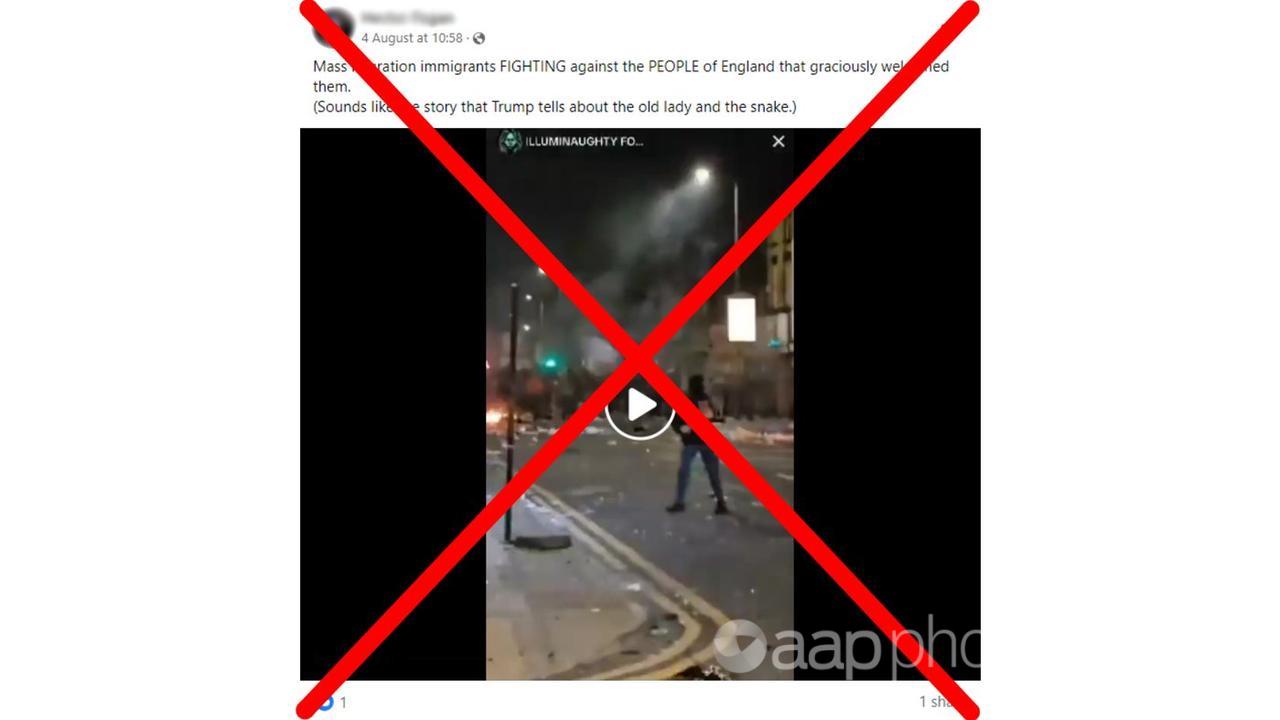 Facebook post claiming immigrants rioted in Liverpool Aug 3