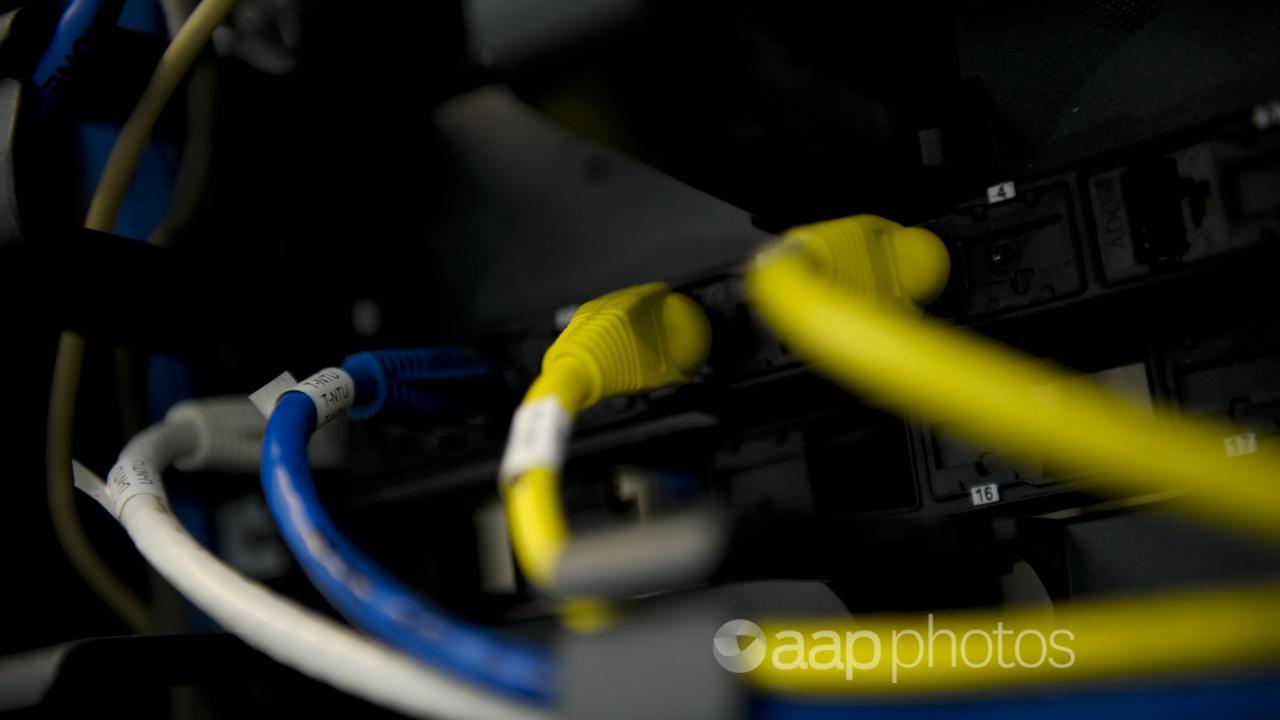 Ethernet cables in a server room