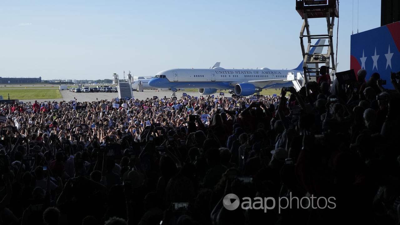 A crowd at Vice President Kamala Harris's campaign rally in Michigan.