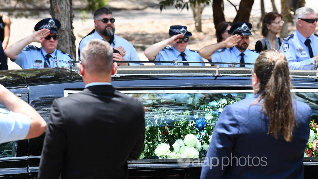 File picture of a police procession for officers killed in Wieambilla