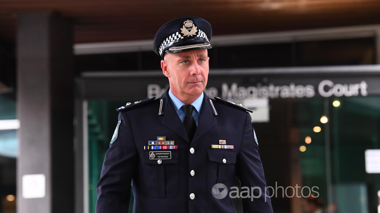 Superintendent Tim Partridge leaves the Wieambilla inquest