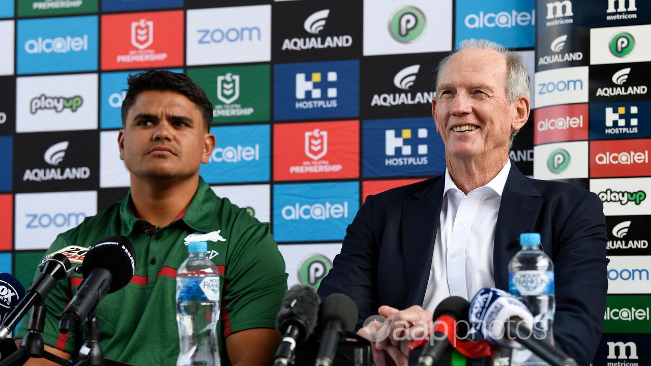 Latrell Mitchell and Wayne Bennett