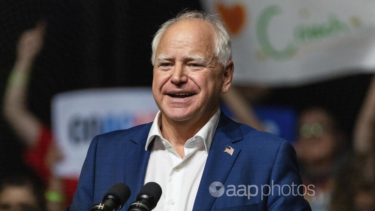 Tim Walz at a campaign rally.