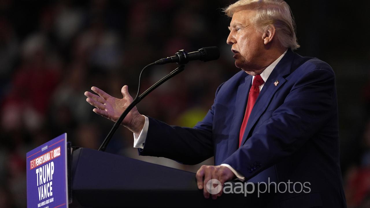 Donald Trump speaks at a campaign rally.