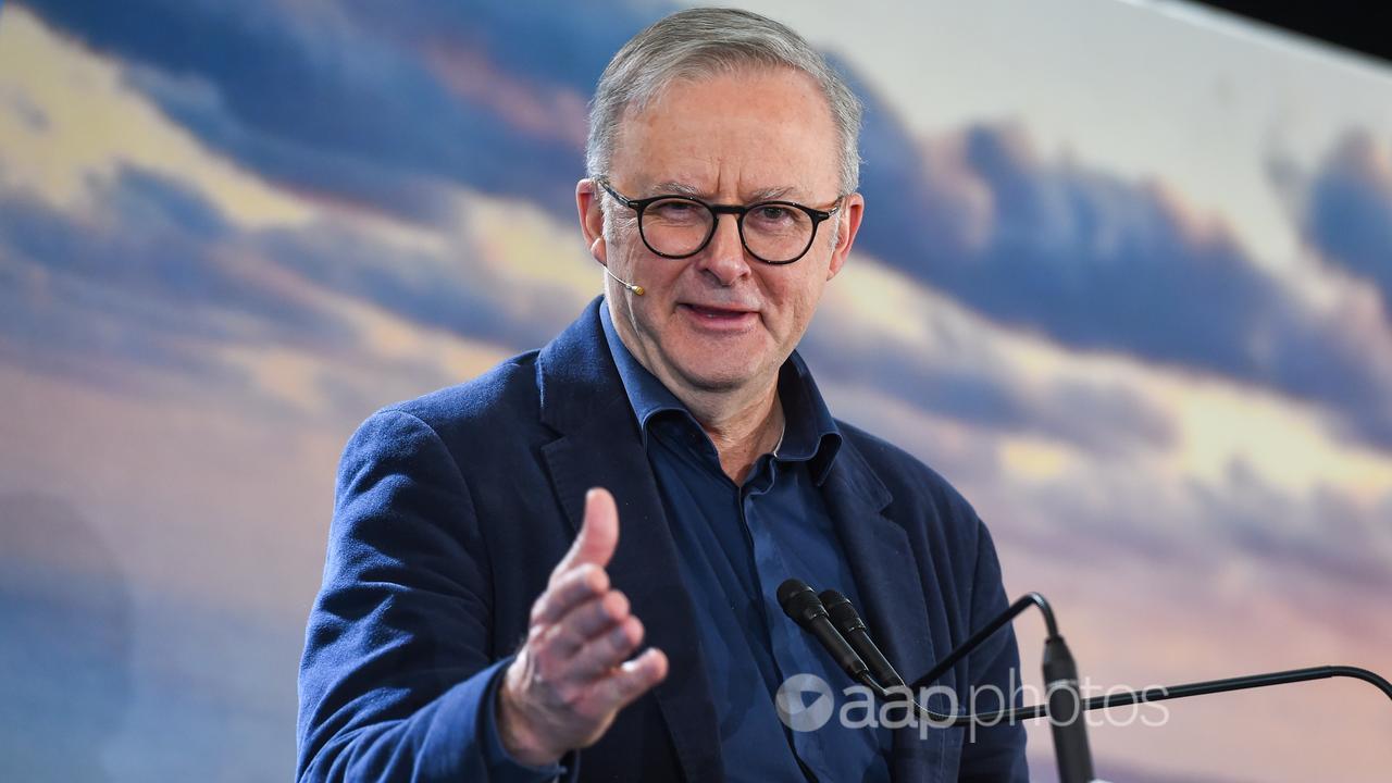 Prime Minister Anthony Albanese at a press conference.