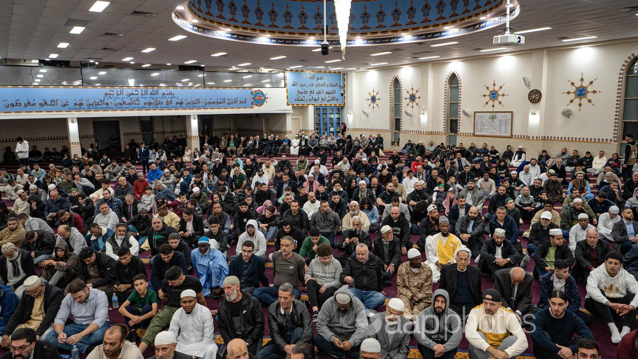 Worshippers at a Sydney mosque.