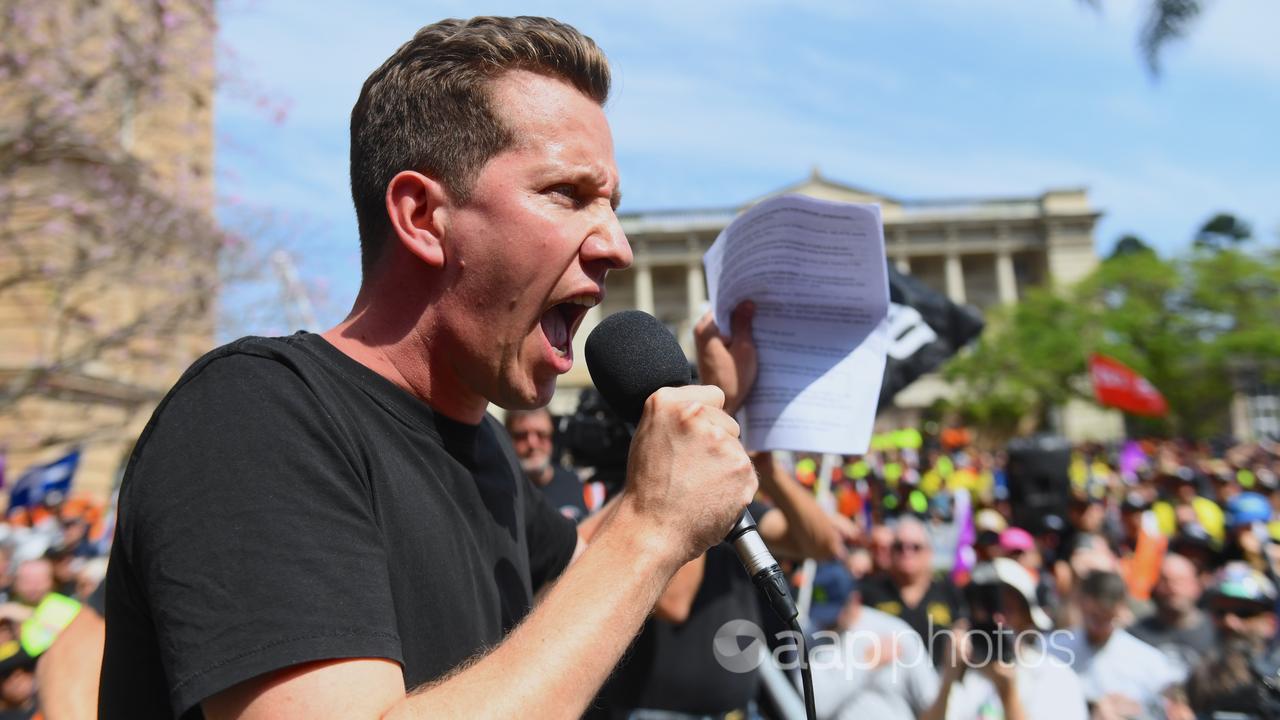 Greens MP Max Chandler-Mather speaking in Brisbane