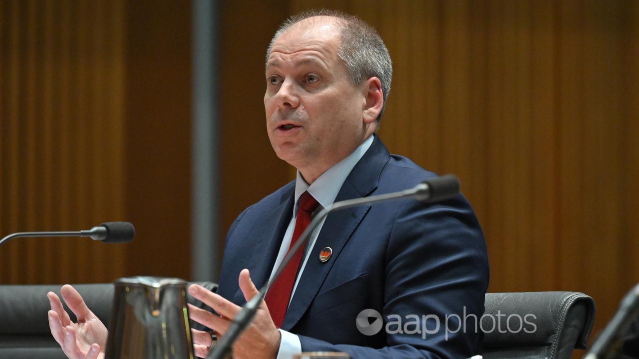 Westpac CEO Peter King at a parliamentary hearing in Canberra