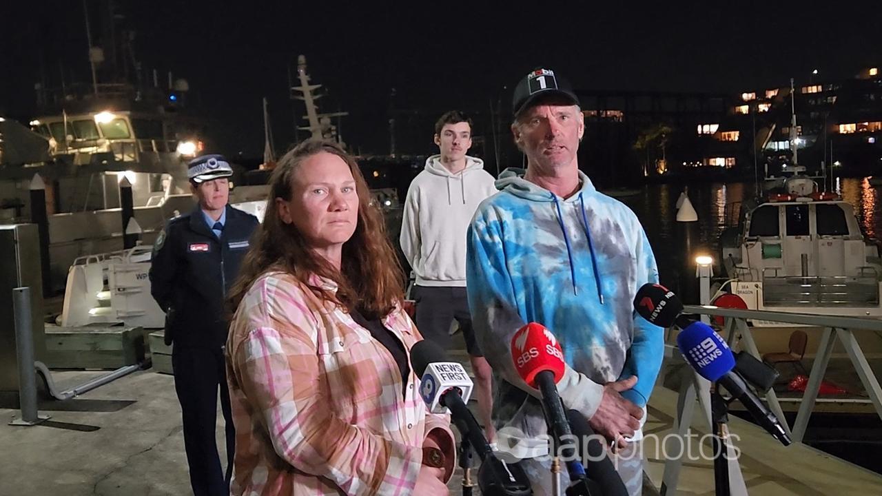 Lisa and Brett ashore at Sydney after their rescue.