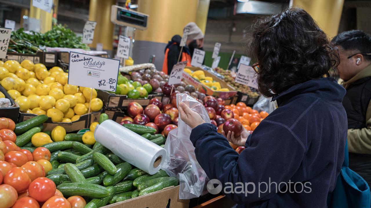 Shoppers are seen in High Market Sydney