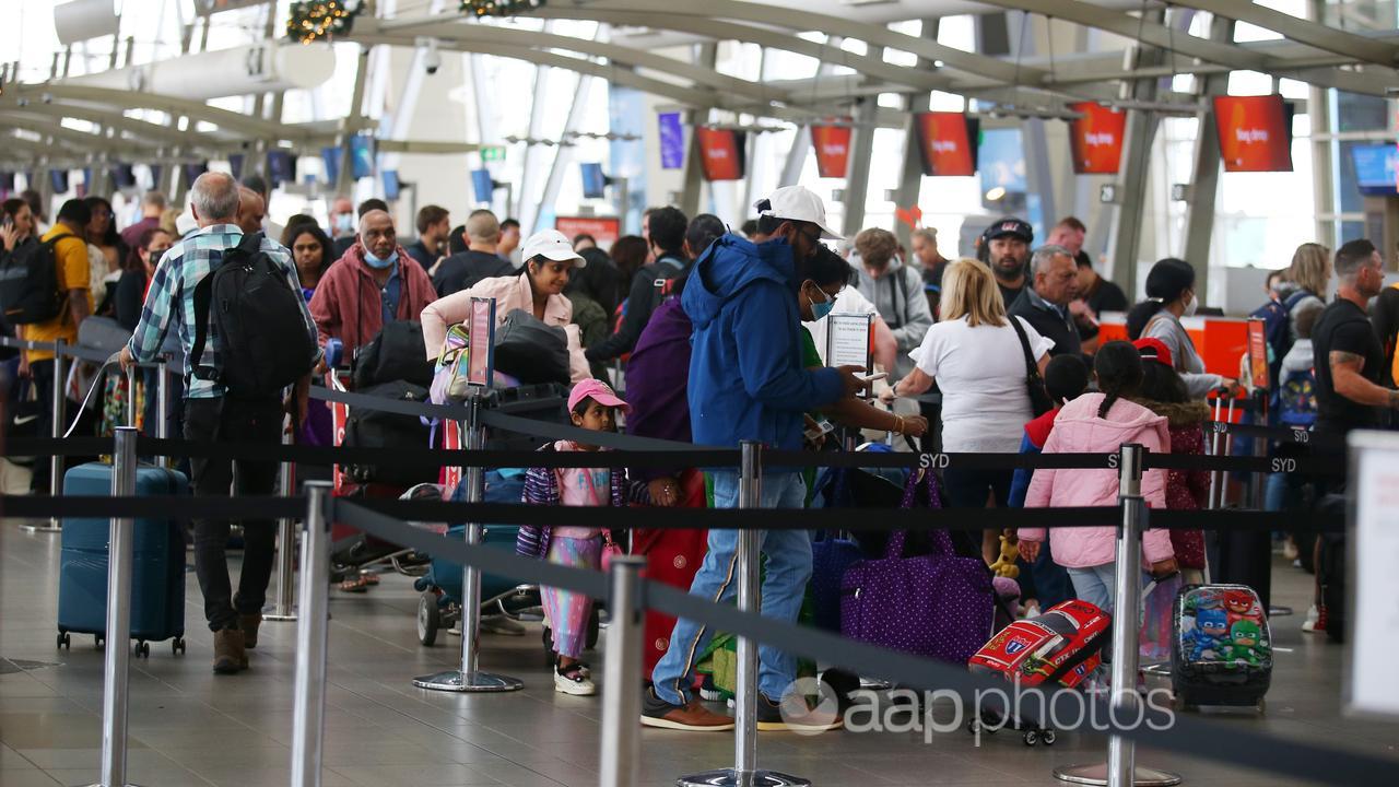 Travellers at Sydney Domestic Airport (file image)