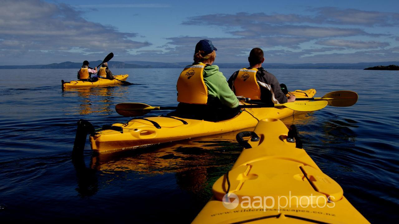 Visitors kayak on Lake Taupo (file)