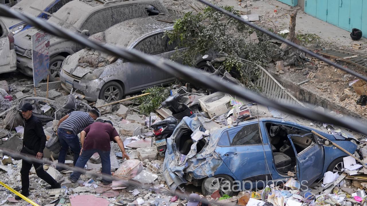 The site of an Israeli air strike in Beirut's southern suburbs,