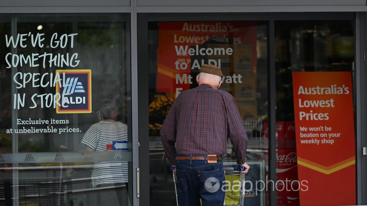 Shoppers are seen at Aldi